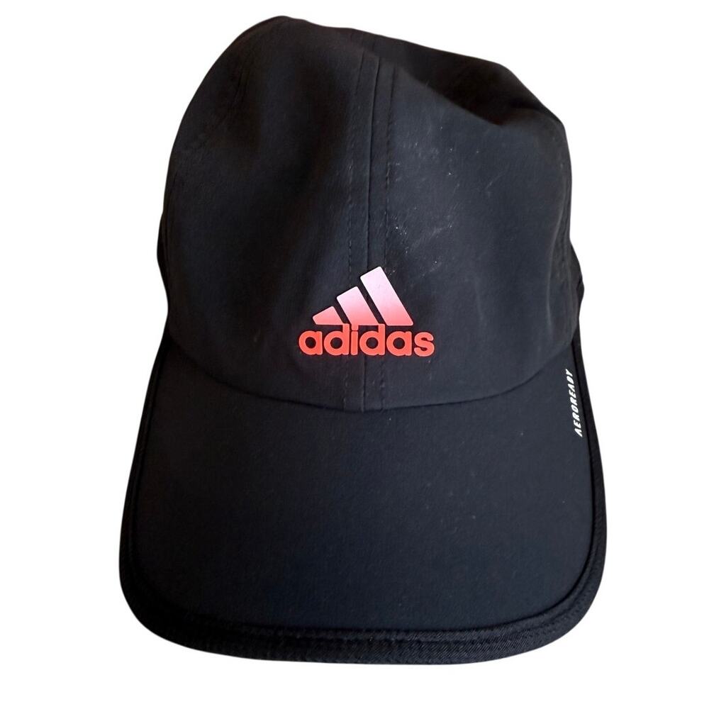 Adidas AeroReady Baseball Cap Hat Black Neon Orange Logo